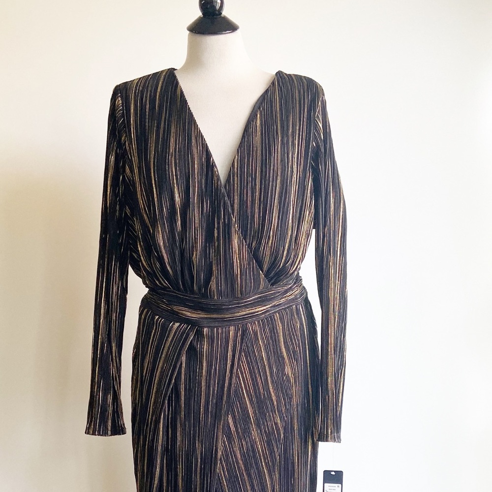 RACHEL Rachel Roy Pleated Faux Wrap Sheath Dress - Picture 8 of 11